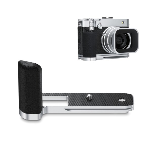 JJC 金属 L型ハンドグリップ 富士フイルム Fujifilm GFX100RF カメラ適用 電池交換が便利 底の1/4"-20ネジ穴 & アルカタイプ スピーカー穴付き シルバー