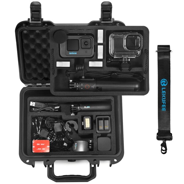 Lekufee Gopro Hero 13防水ハードケース Gopro Hero 12/Hero 11/Hero 10/Hero 9/Hero 8/Gopro Media Mod/Volta/Creator Edition/アクションカメラおよびその他のアクセサリーに対応 (ケースのみ)