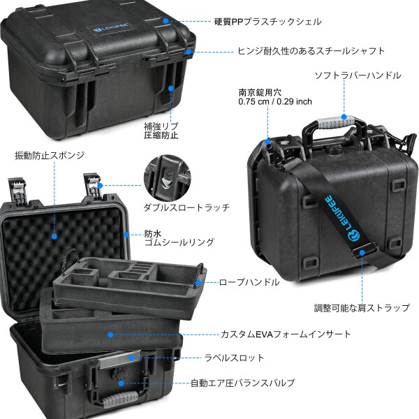 Lekufee Gopro Hero 12 防水ハードケース - Gopro Hero 13,Gopro Hero 12,Hero 11,Hero 10,Hero 9,Hero 8/Gopro Volta/Media Mod/Creator Edition/防水アクションカメラおよびアクセサリーに対応（ケースのみ）（ショルダー_2