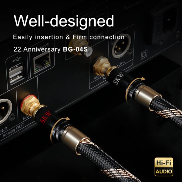 SKW アップグレードRCAオーディオケーブル 2 x RCA - 2 x RCAプラグ、セルフロック式プラグ、CD、アンプ、デコーダー用RCAケーブル - 2M_1