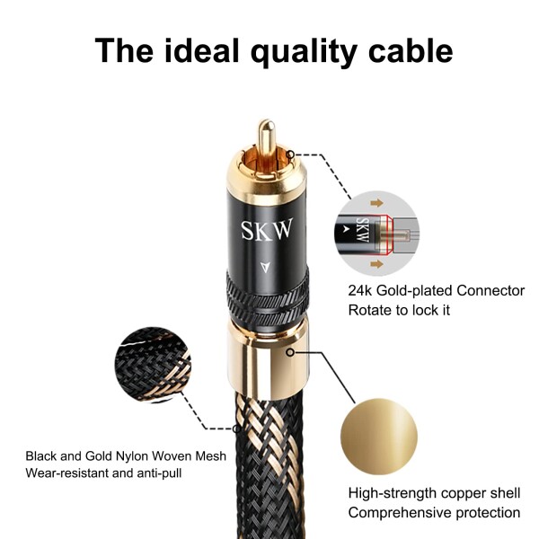 SKW アップグレードRCAオーディオケーブル 2 x RCA - 2 x RCAプラグ、セルフロック式プラグ、CD、アンプ、デコーダー用RCAケーブル - 2M_4
