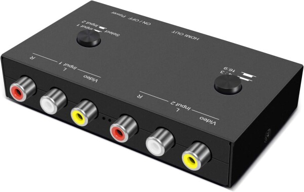 SAIZHUO 2 AV - HDMI 1080P/720P 2ウェイ RCAコンポジットCVBS AVスイッチ HDMIビデオオーディオコンバータアダプター 4:3/16:9スイッチ対応 Sega Xbox PS2 PS3 N64 NGC SNES WII VHS VCR カメラ DVD用