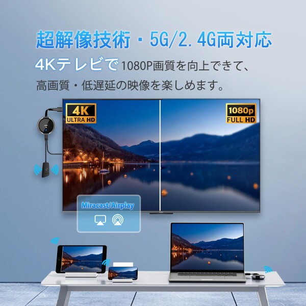 HDMI ワイヤレス送受信機セット 無線化 ユニット PC映像を無線接続で飛ばす/ディスプレイでストリーミング/30m長距離/2.4Ghz＆5Ghz両対応/送信機増設対応 設定不要 ワイヤレスhdmi エクステン_2