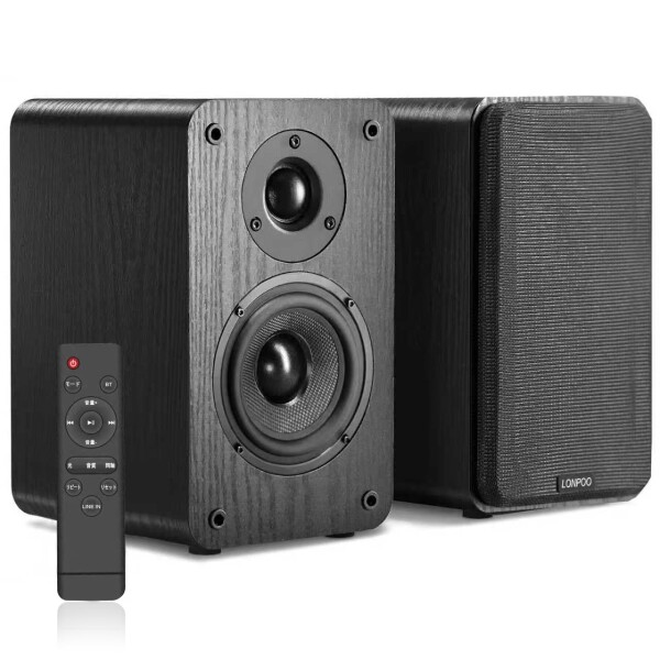 2台1組 100W 2ウェイブックシェルフスピーカー Bluetooth/USB入力/AUX入力/HDMI入力/光入力/同軸入力 4インチウーファー/1.5インチツイーター テレビ/TV/PC用デスクトップステレオスピーカー 木製