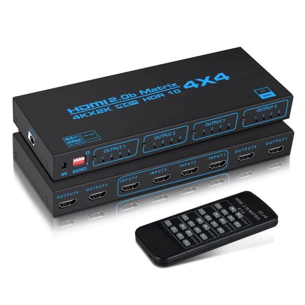 avedio links 4K@60Hz HDMIマトリックス 4入力4出力 EDID抽出器 HDMI分配器 切り替え器 リモコン付き HDR HDMI2.0b HDCP 2.2 3D YUV 4:4:4対応