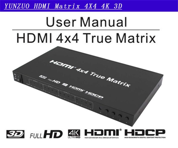 HDMIマトリックススイッチャー4 x 4 4 in 4 HDマトリックスバージョン1.4は4K 2K 3D TVスプリッターをサポート_5