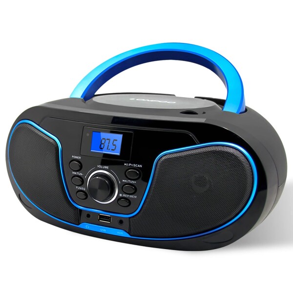 LONPOO ステレオ CDプレーヤー bluetooth対応 FMラジオ MP3再生 USB/AUX入力 ヘッドフォンジャック LCDディスプレイ コンパクト cd プレーヤースピーカー付き/保育園語学学習