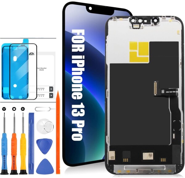 液晶パネル 修理用 For iPhone 13 Pro TFT 画面交換 タッチパネルセット 6.1インチ 液晶パネル ガラス スクリーン修理パーツ デジタイザ 修理工具セット付き+保護フィルム+防水シール付き