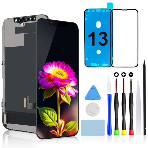 Brinonac iPhone 13 液晶パネル 画面交換 キット - 6.1インチ フロントパネル LCD タッチパネル 修理パーツ ガラス スクリーン 修理 工具付属