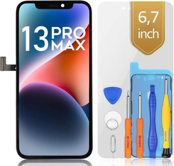 bokman for iPhone 13 Pro Max 液晶パネル FHD ディスプレイ 画面修理 交換 修理キット+保護フィルム+防水シール付き（6.7インチ）