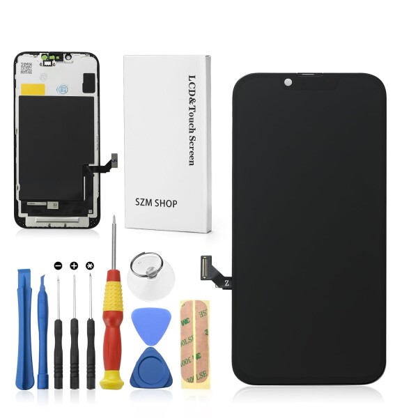 SUNZEMIN iPhone14 フロントパネルセット（フロントガラスデジタイザ）タッチパネル 液晶パネルセット 修理交換用 (14黒)