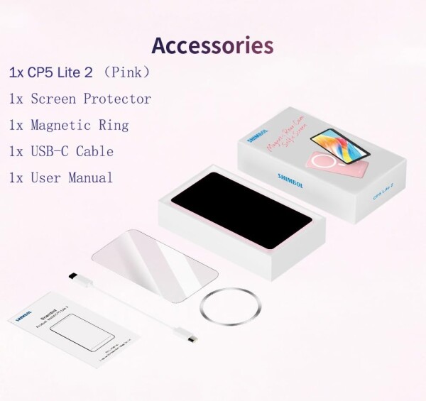 Shimbol CP5 Lite II 磁気式自撮りモニター、1080P リアカメラミラーリング、50M Bluetooth コントロール & デュアルバンドワイヤレス Vlog スクリーン（iOS/Android 向け TikTok 動画ツール）、ピンク_2
