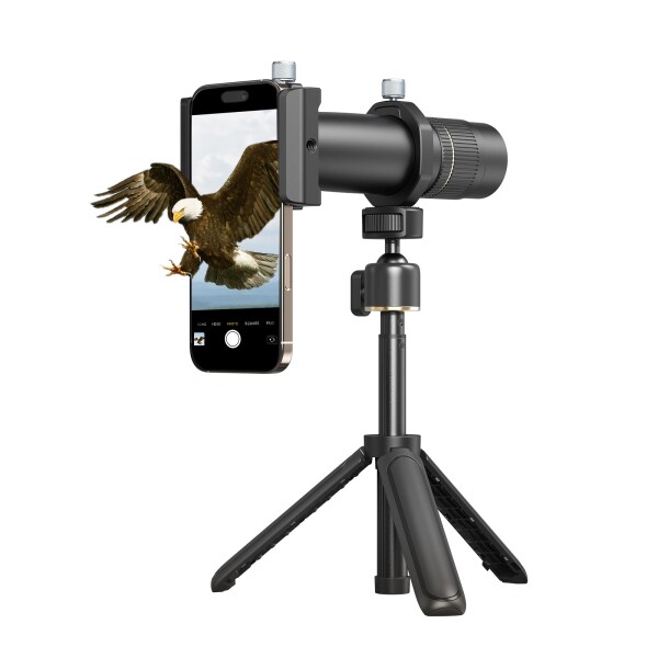 SmallRig スマホ用 8倍望遠レンズ (Tマウント) 三脚付き 8倍光学ズームHD望遠レンズ レンズクランプ 三脚アダプター レンズキャップ 収納バッグ iPhone対応可能 手持ちスポット撮影をサポー