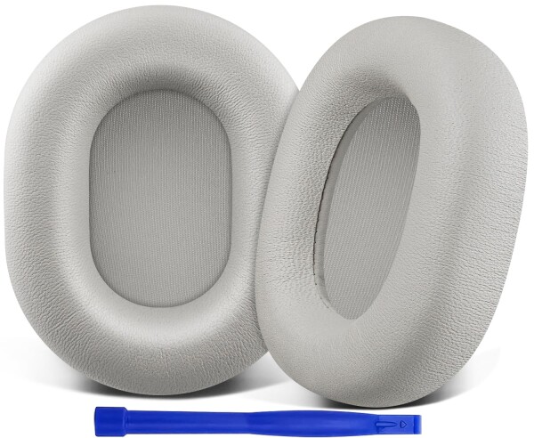 SOULWIT シープスキン イヤーパッド Sony WH-1000XM5 (WH1000XM5) ヘッドセット 用 交換パッド ノイズアイソレーション イヤークッション 厚手 ヘッドホン パッド 明るいシルバー
