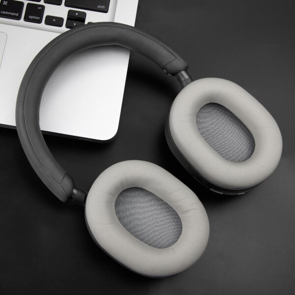 SOULWIT シープスキン イヤーパッド Sony WH-1000XM5 (WH1000XM5) ヘッドセット 用 交換パッド ノイズアイソレーション イヤークッション 厚手 ヘッドホン パッド 明るいシルバー_2