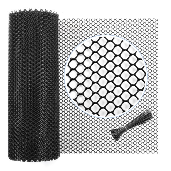 Atutomo転落防止ネット 落下防止網 穴0.8CM トリカルネ プラスチックネット 防鳥 防獣 犬 猫脱走防止 安全素材網 家禽籠 園芸 階段 窓 フェンス 多用途なメッシュ 結束100バンド付き ブラッ