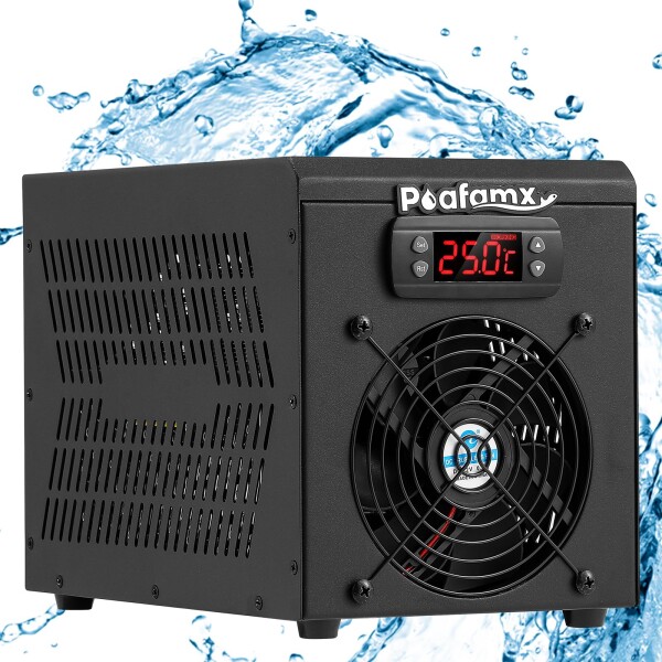 Poafamx 水槽クーラー 60L冷却だけ 15-30[度]調整可能 水冷設備 排水ポンプ付き パイプ付き デジタル表示 恒温 低ノイズ 省エネルギー 水耕栽培/家庭用/水族館/魚屋/養魚場/海鮮市場 110V 日本語