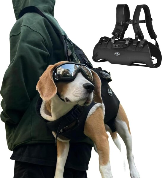 Wakytu 犬用リフトハーネス 全身犬用バックパックハーネス 緊急用犬用バックパック 障害者、高齢者、関節損傷、安定性を失った犬用 小型 (黒い, 2XL)