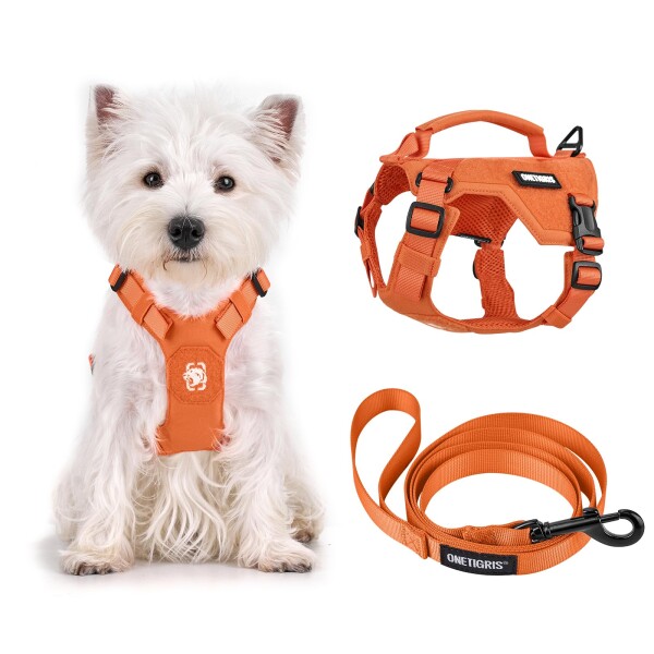 OneTigris 犬 ハーネス 小/中型犬に向け 引っ張り防止 喉に優しい 犬用胴輪 500Dナイロン 高い引裂強度と耐噛み性 名前タグを貼り付け可能 ミリタリー UTXクイックリリースバックル/Dリング2
