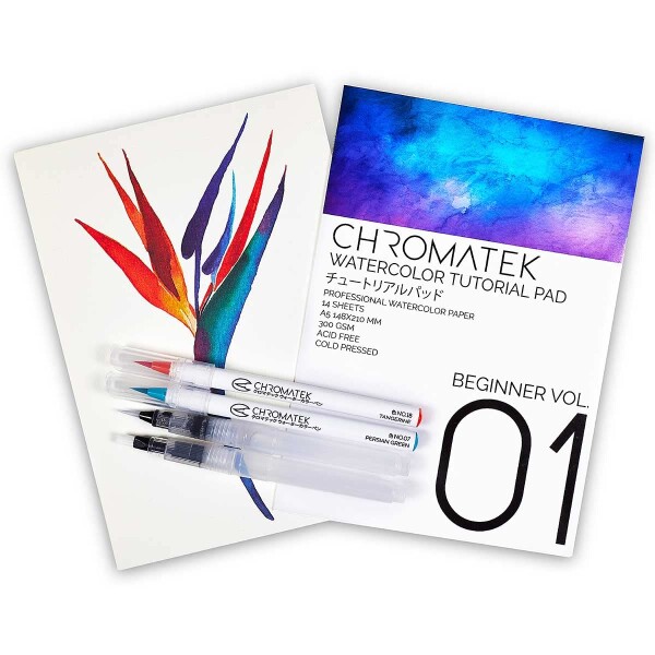 Chromatek (クロマテック) 54色のウォーターカラーペンと15ページのパッド 本物の筆のペン。 ブレンド用ブラシ4本。 簡単にブレンドできます。 色鮮やか。 なめらか。 ユニークな50色。 プ_7