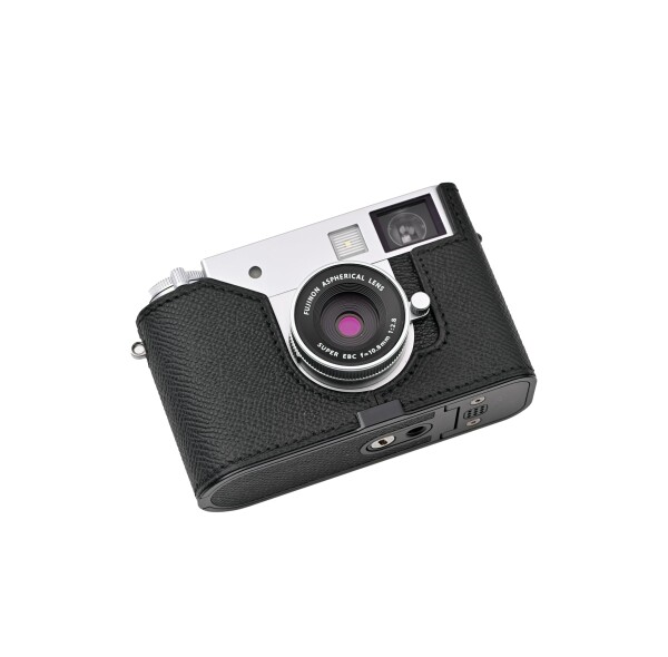 CLC handmade 対応 Fuji x-half/Fuji x-half 専用 カメラケース カメラカバー カメラバッグ 本革 頭層牛革本体+メタルベースプレート (Black)