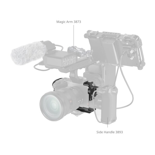 SmallRig Sony対応 FX2用カメラケージ HawkLockクイックリリースFX2ケージ トッププレート付き HDMI用ケーブルクランプ 複数の取り付けポイント 純正XLRトップハンドル対応 5587_5