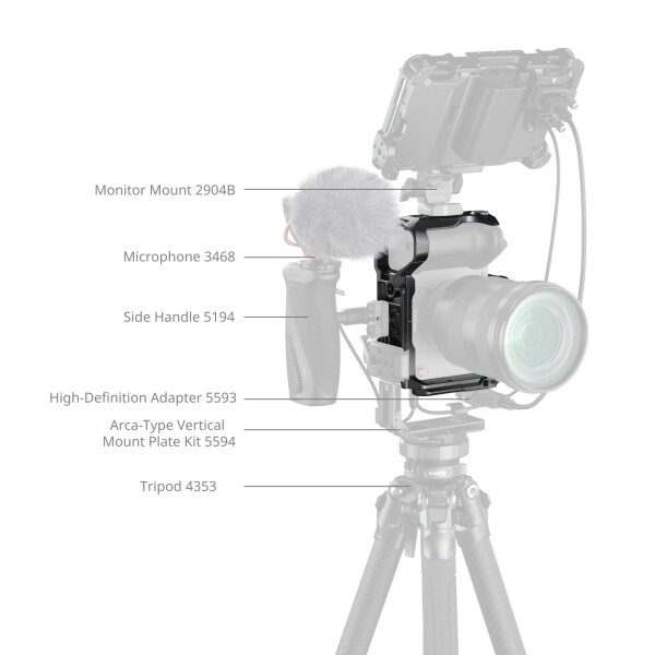 SmallRig Sony対応 FX2用カメラケージ HawkLockクイックリリースFX2ケージ トッププレート付き HDMI用ケーブルクランプ 複数の取り付けポイント 純正XLRトップハンドル対応 5587_7