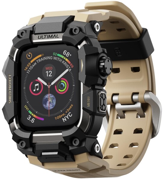 ULTIMAL に対応 Apple Watch SE（第3/2世代）/SE/Series 6/5/4（44mm）用 バンド一体型保護ケース TPU 耐衝撃 高耐久 通気性 簡単装着 スポーツ/アウトドア向け デザートイエロー