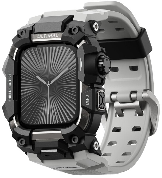 ULTIMAL に対応 Apple Watch Series 11/10（46mm）用 バンド一体型保護ケース TPU 耐衝撃 高耐久 通気性 簡単装着 スポーツ/アウトドア向け 濃い灰色