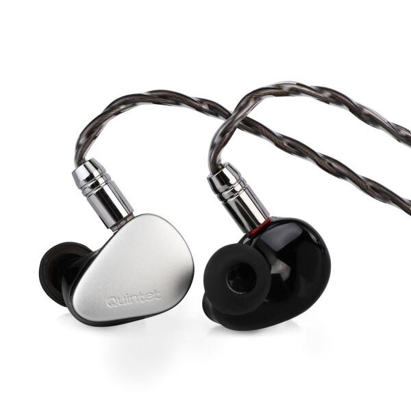 LINSOUL Kiwi Ears Quintet ハイブリッド型 (1基DLCダイナミック+2基BA+1基PZT+1基平面駆動(MPT)) HIFIハイエンドイヤフォン 3.5mmジャック 重低音 シルバー カナル型 小型 軽量 防水