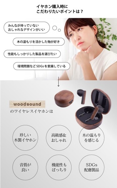 木製 ワイヤレスイヤホン bluetooth5.3 防水 スタイリッシュ 自然素材 「木の温もり×スタイリッシュ×クリアな音質×長い再生時間」 (バンブー（竹）)_2