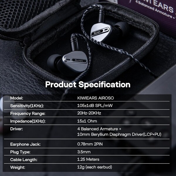 Linsoul Kiwi Ears Airosoハイブリット型ハイエンドHiFiステレオ有線インナーイヤーイヤフォン 3.5mmジャック HIFI音質 重低音 ノイズキャンセリング ステレオイヤホン 有線イヤホン 快適な装着_7