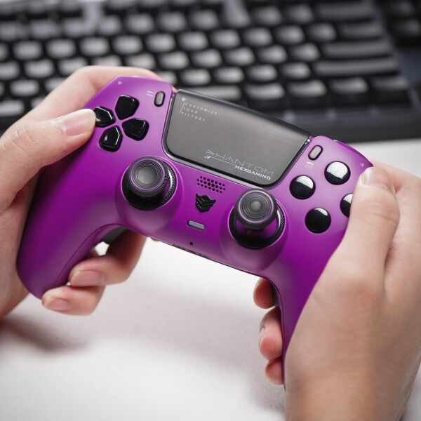 HEXGAMING ホールエフェクトバージョンps5やPCや携帯など対応用PHANTOM Proゲーミングコントローラー、4つの割り当て可能な背面ボタンが付いて、プロファイルが6種類登録できて、交換可能な_1