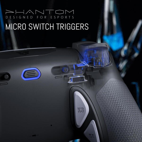 HEXGAMING ホールエフェクトバージョンps5やPCや携帯など対応用PHANTOM Proゲーミングコントローラー、4つの割り当て可能な背面ボタンが付いて、プロファイルが6種類登録できて、交換可能な_4