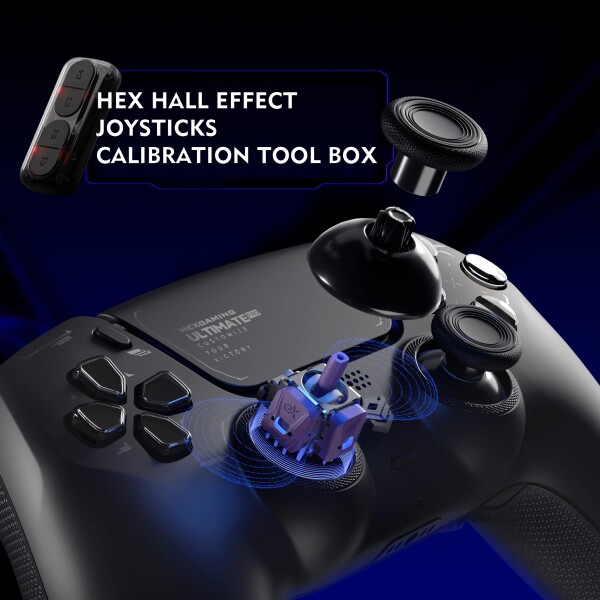HEXGAMING ULTIMATE PRO ゲーミングコントローラー PS5/PC/モバイル対応、Hall Effectバージョン ? 割り当て可能な背面ボタン4個、カスタムプロファイル6種類、調整可能なトリガー、交換可能なサ_3