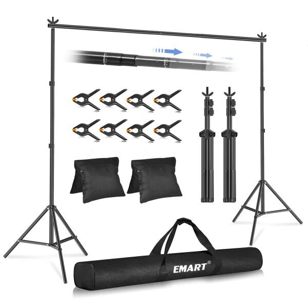 EMART 背景スタンド 撮影スタンド 300x300cm 幅、高さ調節可能 背景布/グリーンバックスタンド 生放送、web会議、ビデオ通信、動画などに適用 グリーンバック、背景紙、クロマキー合成、テ