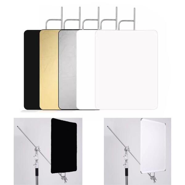 YUOCU 撮影用リフレクター フラッグパネル 75×90cm スタジオ照明 ディフューザー付き 5-in-1 レフ板（金/銀/白/黒/半透明） ステンレス製 撮影機材 折りたたみ式 ポートレート 商品撮影 屋外