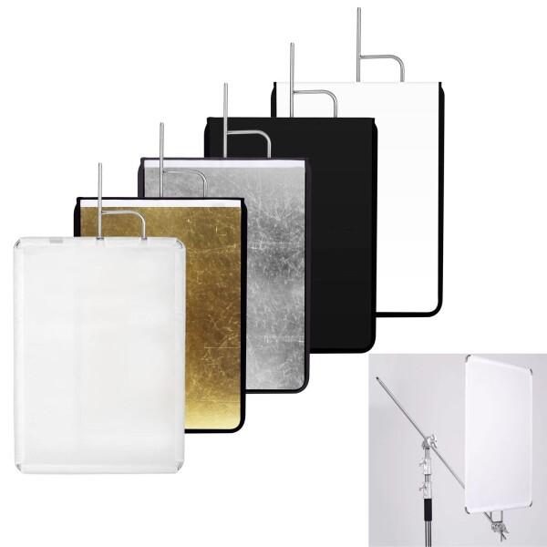 YUOCU 撮影用リフレクター フラッグパネル 75×90cm スタジオ照明 ディフューザー付き 5-in-1 レフ板（金/銀/白/黒/半透明） ステンレス製 撮影機材 折りたたみ式 ポートレート 商品撮影 屋外_7