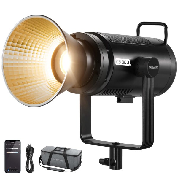 NEEWER CB300B 320W 撮影用ライト LEDビデオライト 2700K-6500K二色 調光可能 2.4G＆APP制御 COBライト スタジオ連続照明 高演色(CRI97+) 12照明効果 定常光ライト 全金属製 Bowensマウント 写真撮影/ビデ