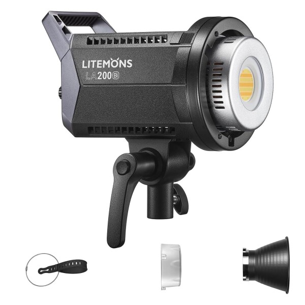 GODOX Litemons LA200Bi LEDビデオライト 230W Bowensマウント 0-100%無段階調光 2800-6500k二重色温度 1.4kg超軽量デザイン 84800lux@1m アプリ遠隔操作 CRI 96+ TLCI 97+ 適格請求書発行可