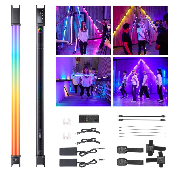 Godox TL60 2個rgbスティックライト チューブライト RGB撮影用ライト 2500-6500K CRI＞97 TLCI＞99 39種FX光効果 アプリ/リモコン制御可能 動画照明 商品撮影用 日本語説明書付き 適格請求書発行可