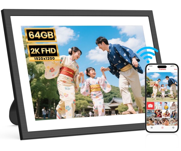 FANGOR デジタルフォトフレーム Frameoアプリ対応 2K 1920*1200 WiFi 10.1インチ 64GBメモリ内蔵 遠隔操作 スマホ写真共有 写真/動画再生 スライドショー 縦横自動回転 壁掛け可 お祝い ギフト 贈り
