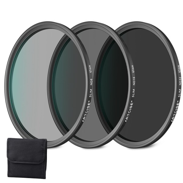 ARTCISE NDフィルターセット (ND8+ND16+ND32) 77mm 多層コーティング 超薄フレーム 高透過率99.5% 減光フィルター3枚組 専用収納ポーチ付 風景/動画/長時間露光対応 一眼レフ ミラーレス用 (77mm)