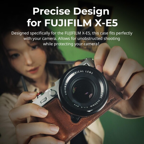 SmallRig FUJIFILM対応 X-E5用本革ケースキット X-E5専用用ヴィンテージハーフボディシェル、ショルダーストラップ付き（ブラウン）5449_6