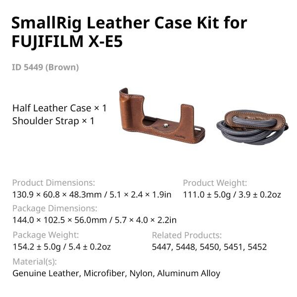 SmallRig FUJIFILM対応 X-E5用本革ケースキット X-E5専用用ヴィンテージハーフボディシェル、ショルダーストラップ付き（ブラウン）5449_7