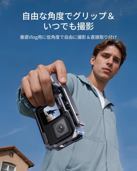 TELESIN ストリートカメラグリップ HERO 9-13対応 カメラグリップホルダー 人間工学に基づいた アダプター シーソーボタンデザイン 予備TFカードスロット付き ワンハンドシャッター対応 ハ_2