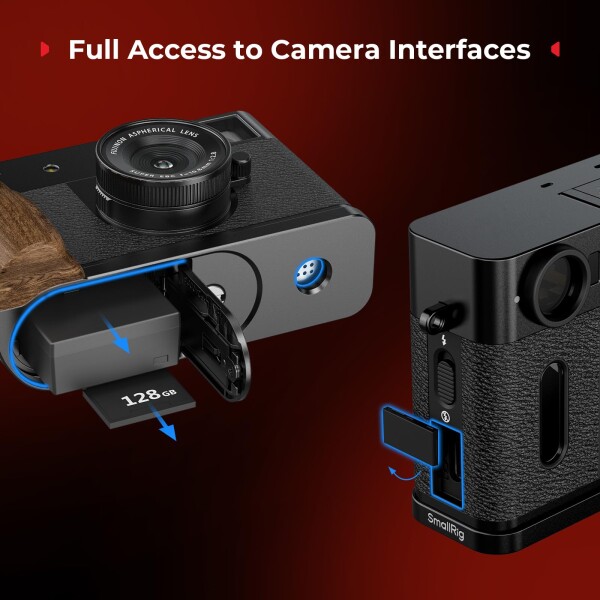 SmallRig X half用 木製L字型マウントプレート FUJIFILM X half用Lプレート 人間工学に基づいた木製サイドハンドル ホットシューカバー付属（ブラック） 5224_4