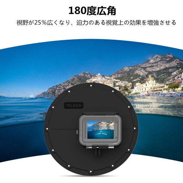 AFAITH GoPro Hero 9/Hero 10/Hero 11/Hero 12 ドームポート ダイビングドームポートgopro ドームポート 浮動ハンドグリップ 透明 防水30M 180°広角 高耐久性 高透過率 耐衝撃 水中撮影用 gopro hero9/hero10/h_3