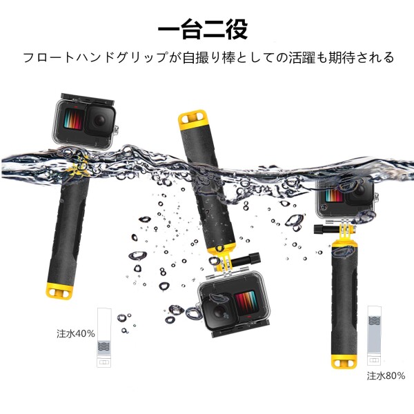 AFAITH GoPro Hero 9/Hero 10/Hero 11/Hero 12 ドームポート ダイビングドームポートgopro ドームポート 浮動ハンドグリップ 透明 防水30M 180°広角 高耐久性 高透過率 耐衝撃 水中撮影用 gopro hero9/hero10/h_5