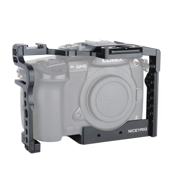 NICEYRIG カメラケージ Panasonic Lumix GH5M2 / GH5II / GH5S/ GH5 専用 拡張カメラケージ拡張撮影設備 アクセサリー 滑り止ゴム付き 軽量 拡張カメラケージ 取付便利 アルミ合金製 耐久性 耐食性 撮